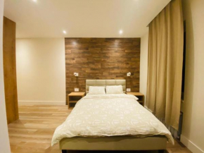 Modern comfortable bedroom with its own bathroom